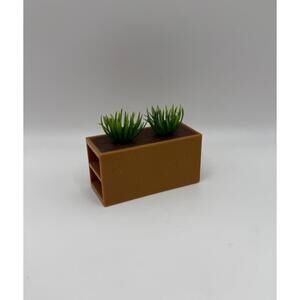 Vintage TOMY 1:16 Scale Mid-Century Planter with Faux Succulents - 1970s